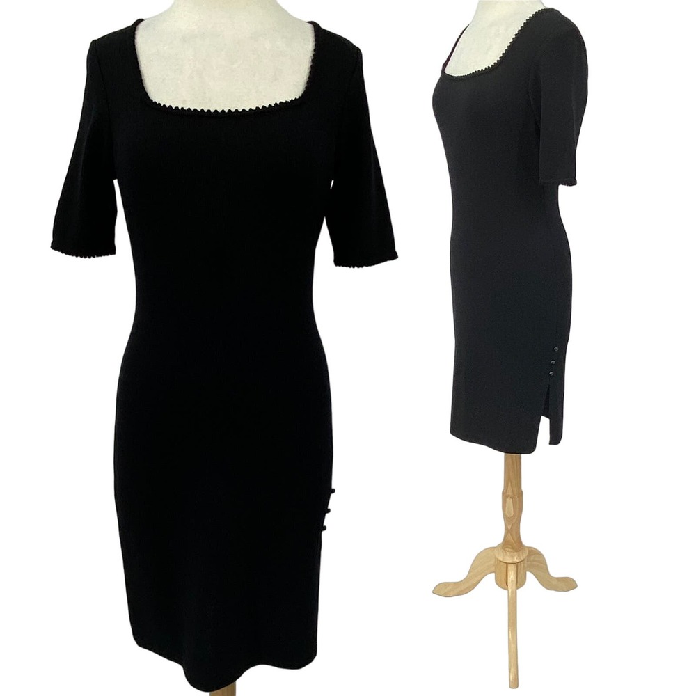 St. John Black Knit Mini Dress